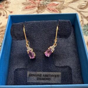 JTV Vintage Purple Amethyst /Diamond Earrings